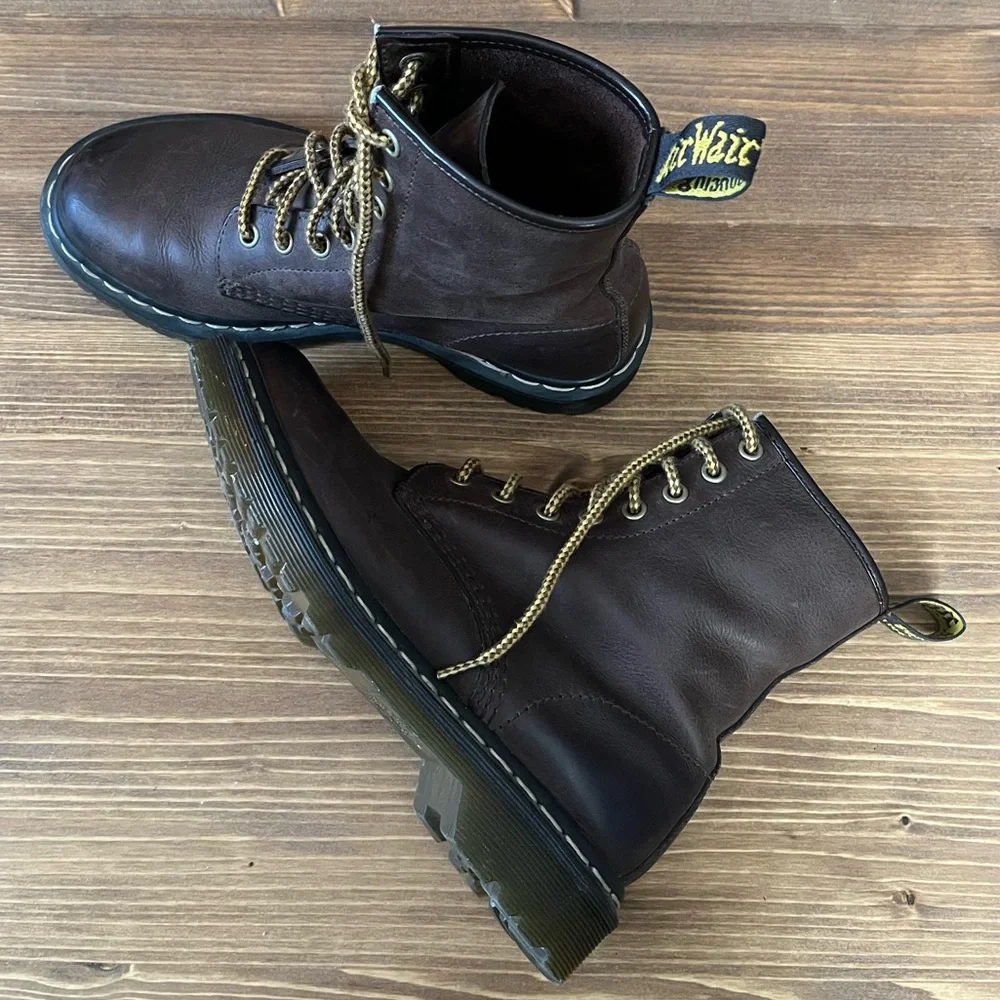 Dr. Martens 1460 Brown Leather Lace-Up Boots - Picture 2 of 7